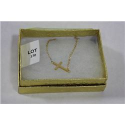 STAMPED 10K GOLD CROSS 18" NECKLACE