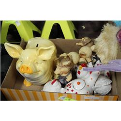 FLAT OF PIGS AND ROOSTERS