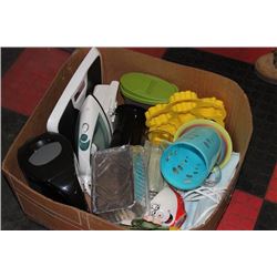 LARGE BOX OF ASSORTED SMALL HOUSEHOLD APPLIANCES