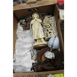 BOX W/ WOOD GIRAFFE CANDY DISH, MUSICAL EGG DECOR,