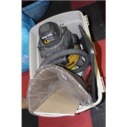 BOX OF ASSORTED TOOLS INCLUDES ROUTER TABLE,