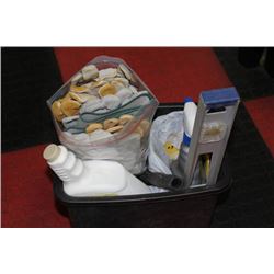 BOX OF TOOLS AND HOUSEHOLD ITEMS