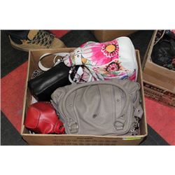 BOX OF HANDBAGS/PURSES, ON CHOICE