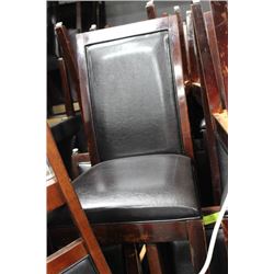 SET OF 4 BLACK WOOD AND LEATHERETTE CHAIRS