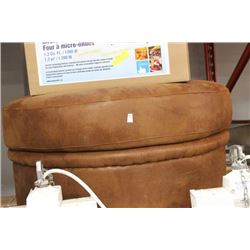 BROWN FABRIC ROUND OTTOMAN