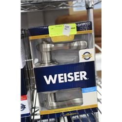 WEISER ST STEEL BED AND BATH HANDLE SET