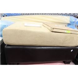 LARGE 2 TONE BEIGE AND MICROFIBRE OTTOMAN