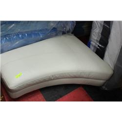 WHITE LEATHER OTTOMAN ON WHEELS