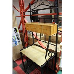 METAL AND WOOD BAKERS RACK