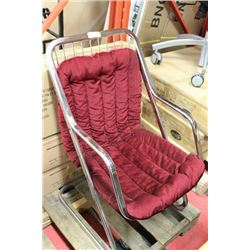 RED FABRIC AND CHROME ARMCHAIR