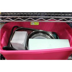 PINK TUB OF KITCHEN MISC. LOTS OF NEW STUFF