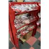 Image 1 : RED CANDY RACK W GLASS CANISTERS X3