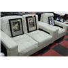 Image 1 : WHITE LEATHER LOVE SEAT W CHAIR
