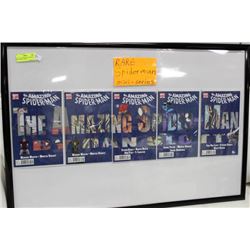 SET OF FIVE FRAMED SPIDERMAN MINI-SERIES COMICS