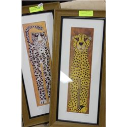PAIR OF PICTURES - CHEETA & LEOPARD