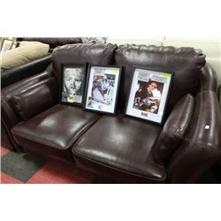 NEW BROWN LEATHER LOVE SEAT
