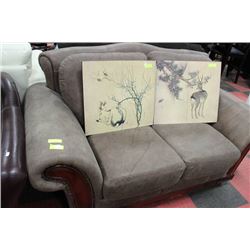 RUSTIC LEATHER NAILHEAD LOVE SEAT