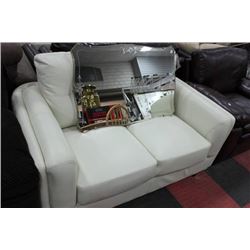 BEIGE LEATHER LOVE SEAT