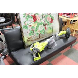 BLACK LEATHER DAVENPORT