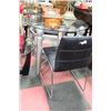 Image 1 : METAL AND GLASS TABLE W 2 BLACK LEATHERETTE