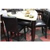 Image 1 : TRIANGULAR BAR TABLE W 3 BLACK LEATHERETTE STOOLS