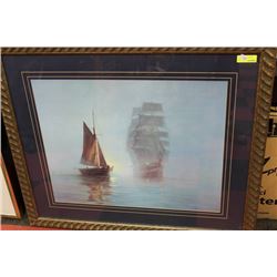 LARGE FRAMED SHIP PICTURE