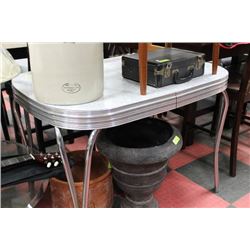 VINTAGE RETRO CHROME AND ARBORITE TABLE W/