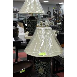 PAIR OF GREEN PORCELAIN LAMPS