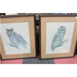 PAIR OF ESTATE FRAMED OWL PICTURES