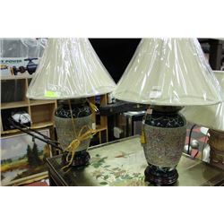 PAIR OF GOLD/GREEN LAMPS