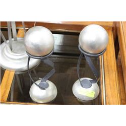 PAIR OF SILVER BALL ORNAMENTS