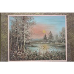 WOOD FRAMED FOREST SCENE PICTURE