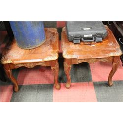 PAIR OF DAMAGED END TABLES