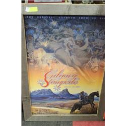 ORIGINAL CALGARY STAMPEDE FRAMED IN BARNWOOD 2001
