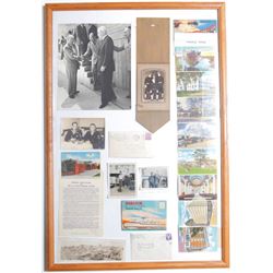 Framed WWII Collage Photos Postcards Letters Pictures