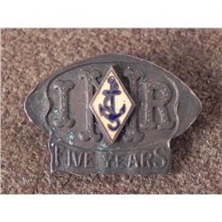 VINTAGE ILLINOIS NAVAL RESERVES 5 YEAR BADGE-PINBACK-