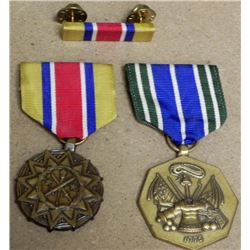 2) U.S. ARMY MILITARY MEDALS W/RIBBON AND RIBBON BAR