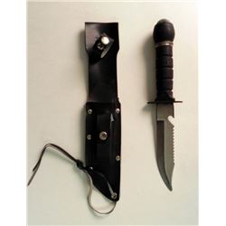 FIGHTING KNIFE W/SHEATH & COMPASS POMMEL