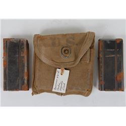 WWII U.S. CANVAS CARBINE AMMO POUCH WITH 2 CLIPS-POUCH