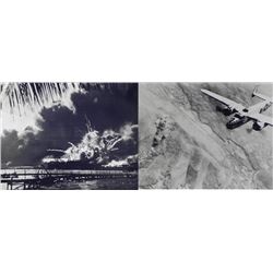 2 WWII Photos Bombing Rome Pearl Harbor B-25 USS