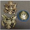 Image 1 : 3 U.S. OFFICER'S & ENLISTED VISOR CAP INSIGNIA