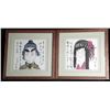 Image 1 : Set of 2 Japanese Art Framed Paintings Man and Woman