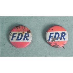 2 FDR-ROOSEVELT CAMPAIGN PINBACK BUTTONS-ORIGINAL