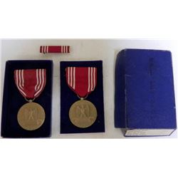 2 WWII GOOD CONDUCT MEDALS WITH ONE BOX