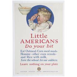 US Food Administration WWII Little Americans Ad Poster