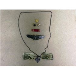 WWII USAAF BOMBADIER GROUPING- BOMBADIER WINGS-DOGTAGS