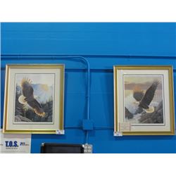 PAIR OF BALD EAGLE FRAMED PRINTS SIGNED BY ARTIST LEE CABLE