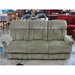 OLIVE GREEN UPHOLSTERED LAZY BOY RECLINING SOFA