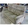 Image 2 : OLIVE GREEN UPHOLSTERED LAZY BOY RECLINING SOFA