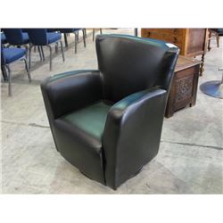 BLACK LEATHER SWIVEL ARM CHAIR